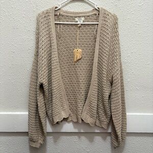 Fat Face Light Brown Open Cotton Crochet Cardigan Size 6 NEW